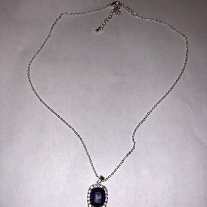 Simulated Amethyst Silver Necklace